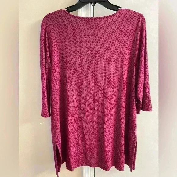 J Jill wearever collection dark pink v neck pullover tunic top. Medium petite - Picture 3 of 7